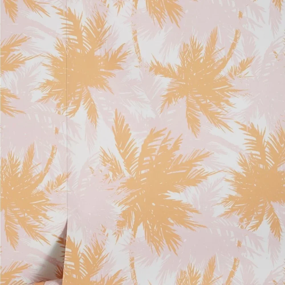 🆕 Anthropologie Palm Shuffle Peel & Stick Wallpaper Pink Orange